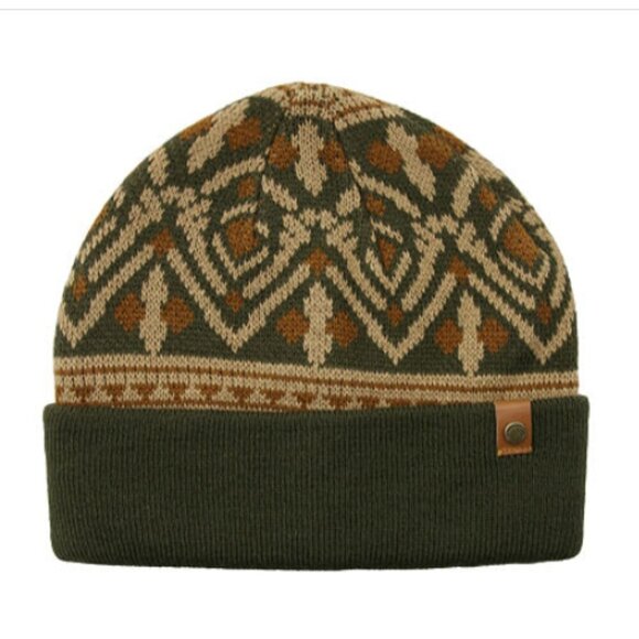 Frye Southwestern Cuffed Beanie Hat Green Brown NWT - Picture 1 of 6